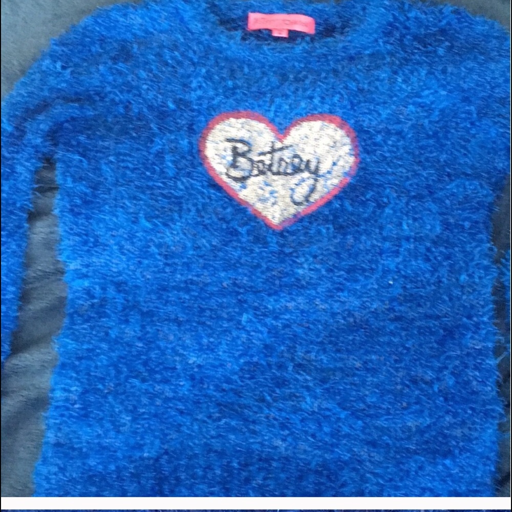 SWEATER GIRLS’ 6X BETSEY JOHNSON BLUE FUZZY SOFT